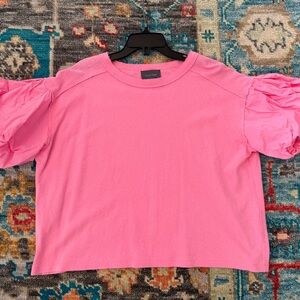 Bright Pink Puff-Sleeve Women's Top